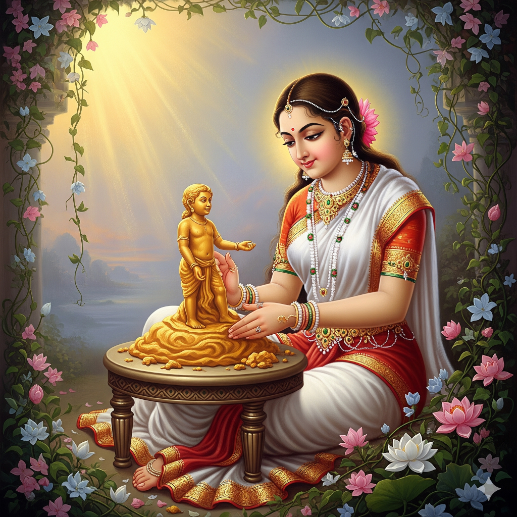Godess Parvathi creating Lord Ganesha
