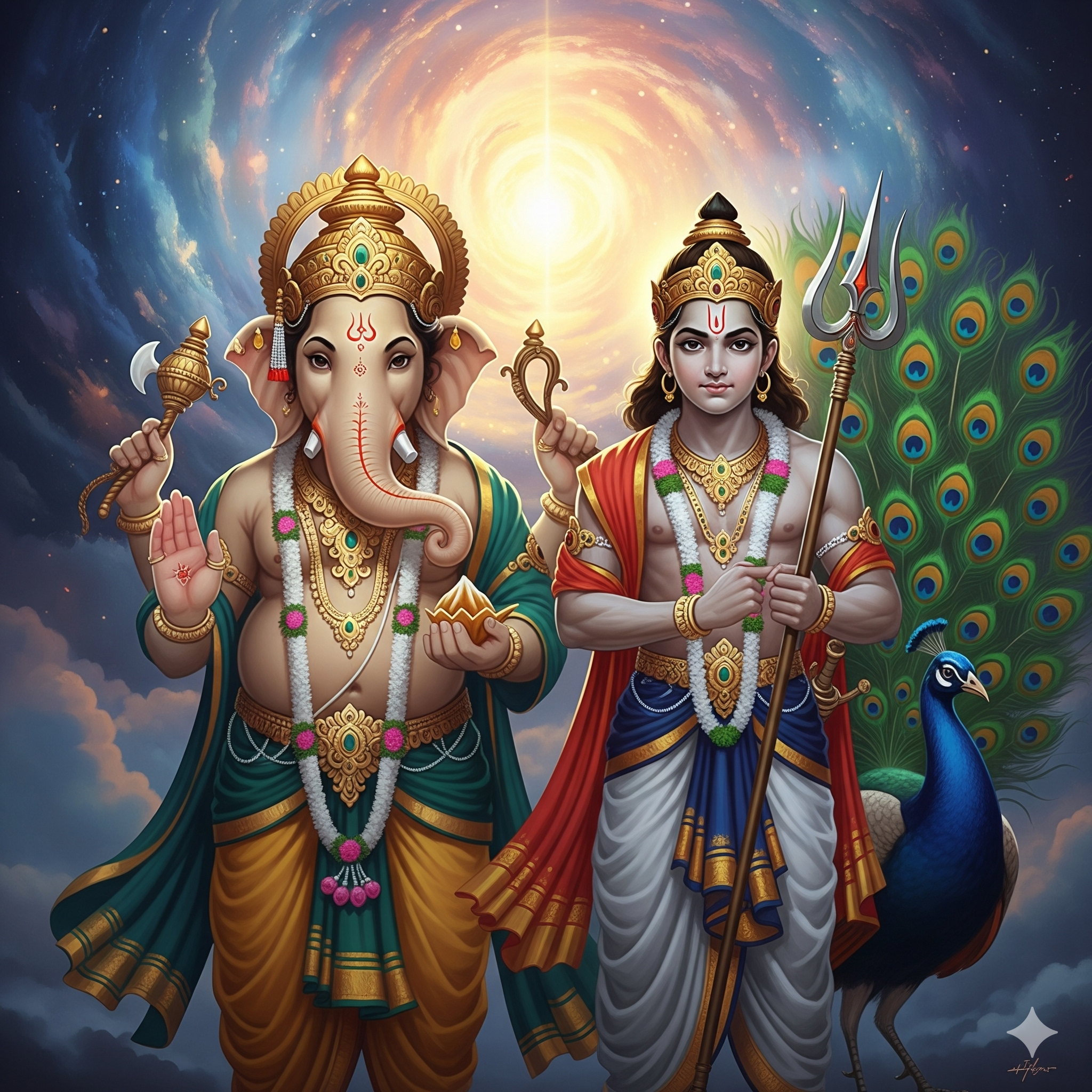 Lord Ganesha and Karthikeya